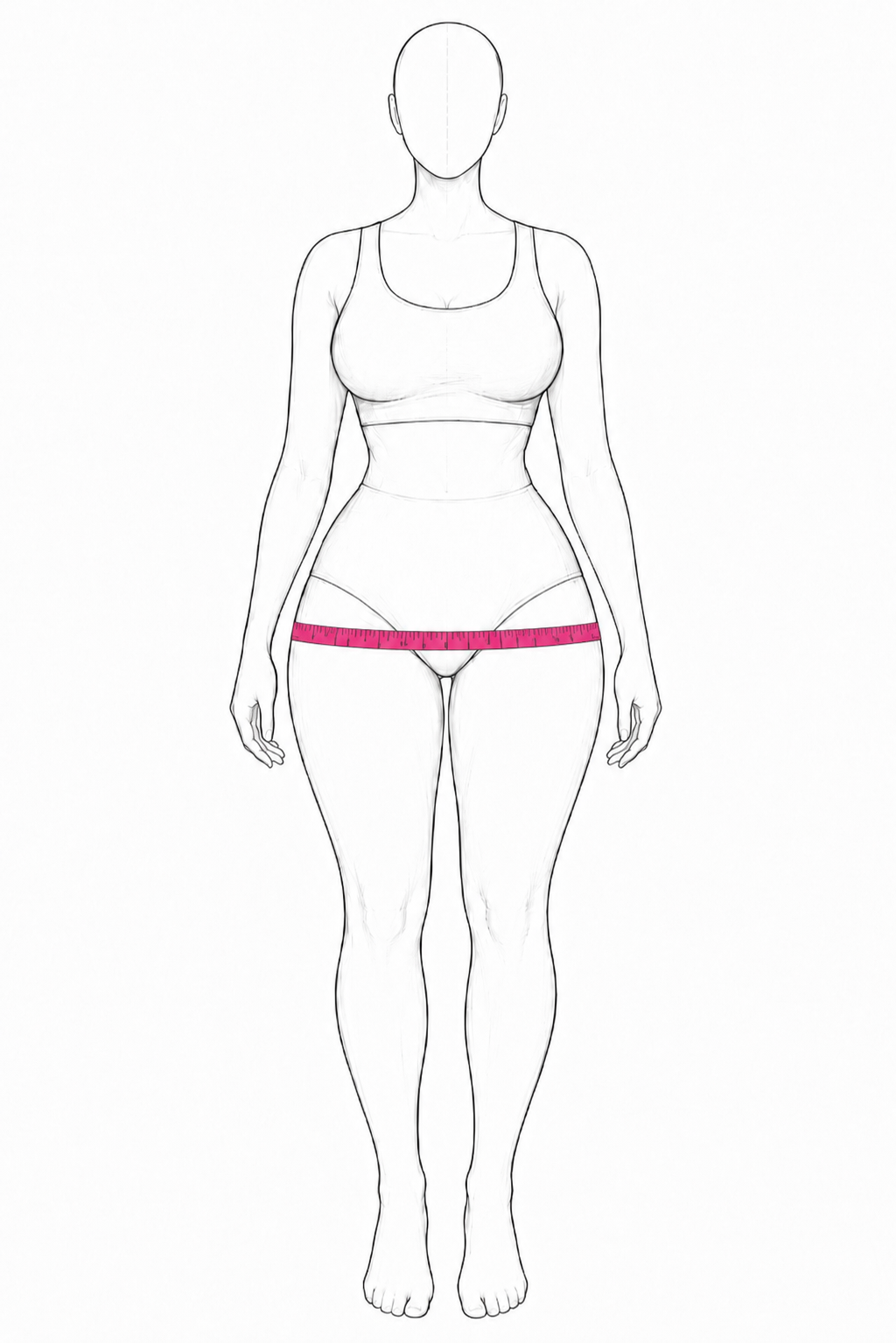 Hip measurement guide with pink measuring tape
